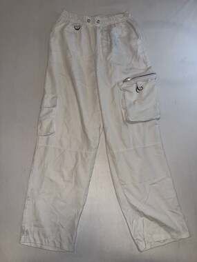 Leena White Baggy Y2K Utility Cargo Pants with D-Ring Hardware